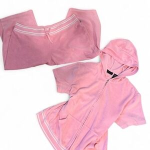 Y2K 2000s style terrycloth Pink New York & Company tracksuit
